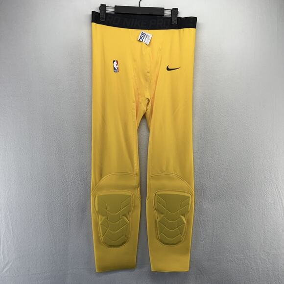 Nike Pro NBA Compression Pants Men's 2XL Tall 2XLT Yellow padded Hyperstrong NEW - Picture 1 of 10